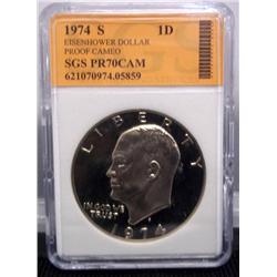 1974-S Eisenhower Dollar 1D Proof Cameo