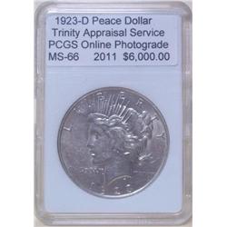1923-D Peace Silver Dollar MS-66 w/ Appraisal
