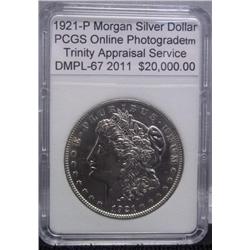 1921-P Morgan Silver Dollar DMPL-67 w/ Appraisal
