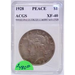 1928 Silver Peace Dollar XF-40