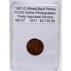 1957-D Wheat Back Penny MS-67 w/ Appraisal