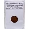 Image 1 : 1957-D Wheat Back Penny MS-67 w/ Appraisal