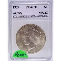 1924 Peace Silver Dollar MS-67