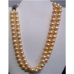 18" Double Strand Pale Peach Pearl Necklace
