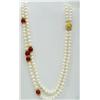 Image 3 : Pearl & Carnelian Necklace & Bracelet Set