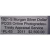 Image 3 : 1921-S Morgan Silver Dollar PL-63 w/ Appraisal