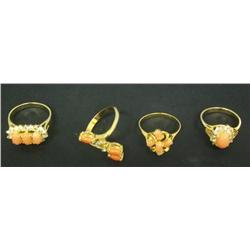 Four Light Coral Rings