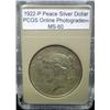 Image 1 : 1922-P Peace Silver Dollar MS-60