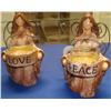 Image 1 : Two Angel Candle Holders: Love and Peace