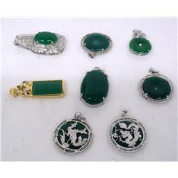 Lot- 16 Costume Pendants w/ Green Stones