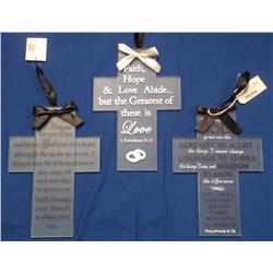 Lot- Three Glass Crosses w/ Inspiration