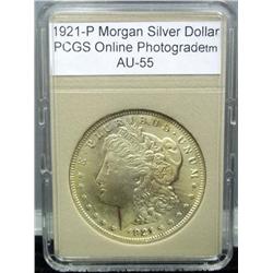 1921-P Morgan Silver Dollar AU-55