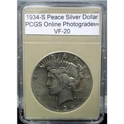 1934-S Peace Silver Dollar VF 20
