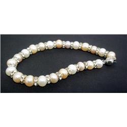8.50" Fresh Water Pearl and Roundel Bracelet