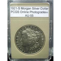 1921-S Morgan Silver Dollar AU-55