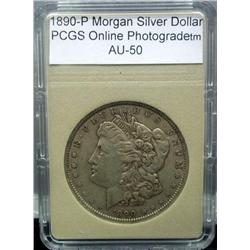 1890-P Morgan Silver Dollar AU-50
