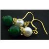 Image 1 : Pearl and Green Bead Earring Set