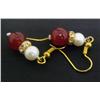 Image 1 : Pearl and Red Bead Earring Set