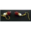 Image 2 : Pearl and Red Bead Earring Set
