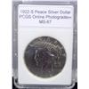 Image 1 : 1922-S Peace Dollar MS-67 with appraisal