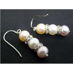 Tri Colored Pearl Earring Set