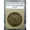 Image 1 : 1922-P Peace Silver Dollar MS-60