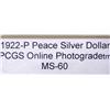 Image 3 : 1922-P Peace Silver Dollar MS-60