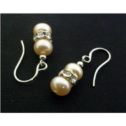 Pale Peach Pearl and Roundel Earring Set