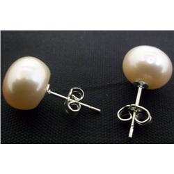Pale Peach Pearl Earring Set