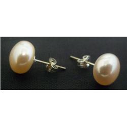 Pale Peach Pearl Earring Set