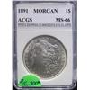 1891 Morgan Silver Dollar MS-66