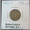 Image 1 : 1. 1857 U.S. Flying Eagle Cent. Rim Bruise. VG-8.