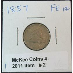 2. 1857 U.S. Flying Eagle Cent. Rim VG-8.