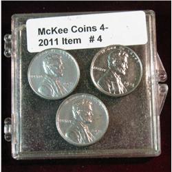 4. 1943 P, D, & S Lincoln Cent Set in small plastic case with
