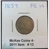 Image 1 : 13. 1857 U.S. Flying Eagle Cent. F-12. Lamination error.