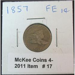 17. 1857 U.S. Flying Eagle Cent. VG. Several obverse scratches.