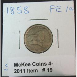 19. 1858 U.S. Flying Eagle Cent. Reverse badly scratched.