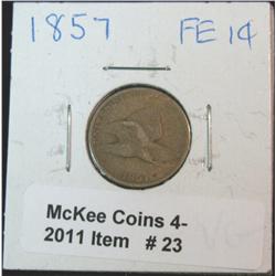 23. 1857 U.S. Flying Eagle Cent. VG-8.