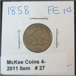 27. 1858 SL U.S. Flying Eagle Cent. VG-8.