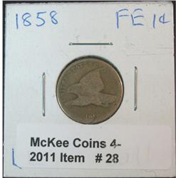 28. 1858 LL U.S. Flying Eagle Cent. AG-3.
