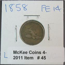 45. 1858 LL U.S. Flying Eagle Cent. VG-8.