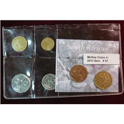 57. Six-Piece Type Set of South Africa Coins. Includes 2 Rand to Five Cent.