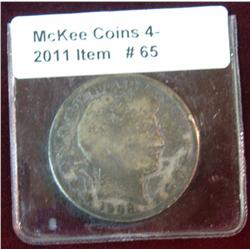 65. 1908 New Orleans Mint Barber Half Dollar. G-4.
