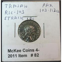82. 103-112 C.E. Trojan Silver Denarius. RSC-1968.