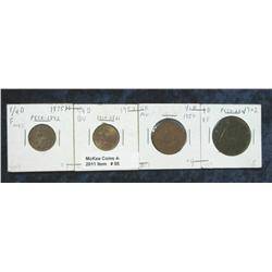 85. Great Britain 1875H & 1953 Farthing F & BU; 1950 Half Pence AU