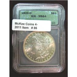 86. 1900 New Orleans Mint Morgan Silver Dollar. ICG slabbed MS 64.