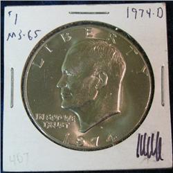 107. 1974 D Eisenhower Dollar. MS 65.