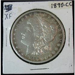 128. 1890 CC Silver Morgan Dollar. EF 40.