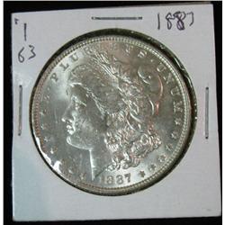 132. 1887 P Silver Morgan Dollar. MS 63.