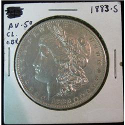 137. 1883 S Morgan Silver Dollar. AU 50. Cleaned Obverse.